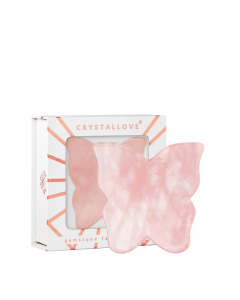 Crystallove Płytka Motylek do masażu twarzy Gua Sha z Kwarcu Różowego Akcesoria do masażu twarzy