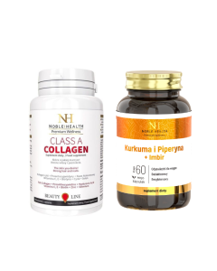 Zestaw Noble Health Class A Collagen Suplement 90szt. I Kurkuma i Piperyna + Imbir 60szt.